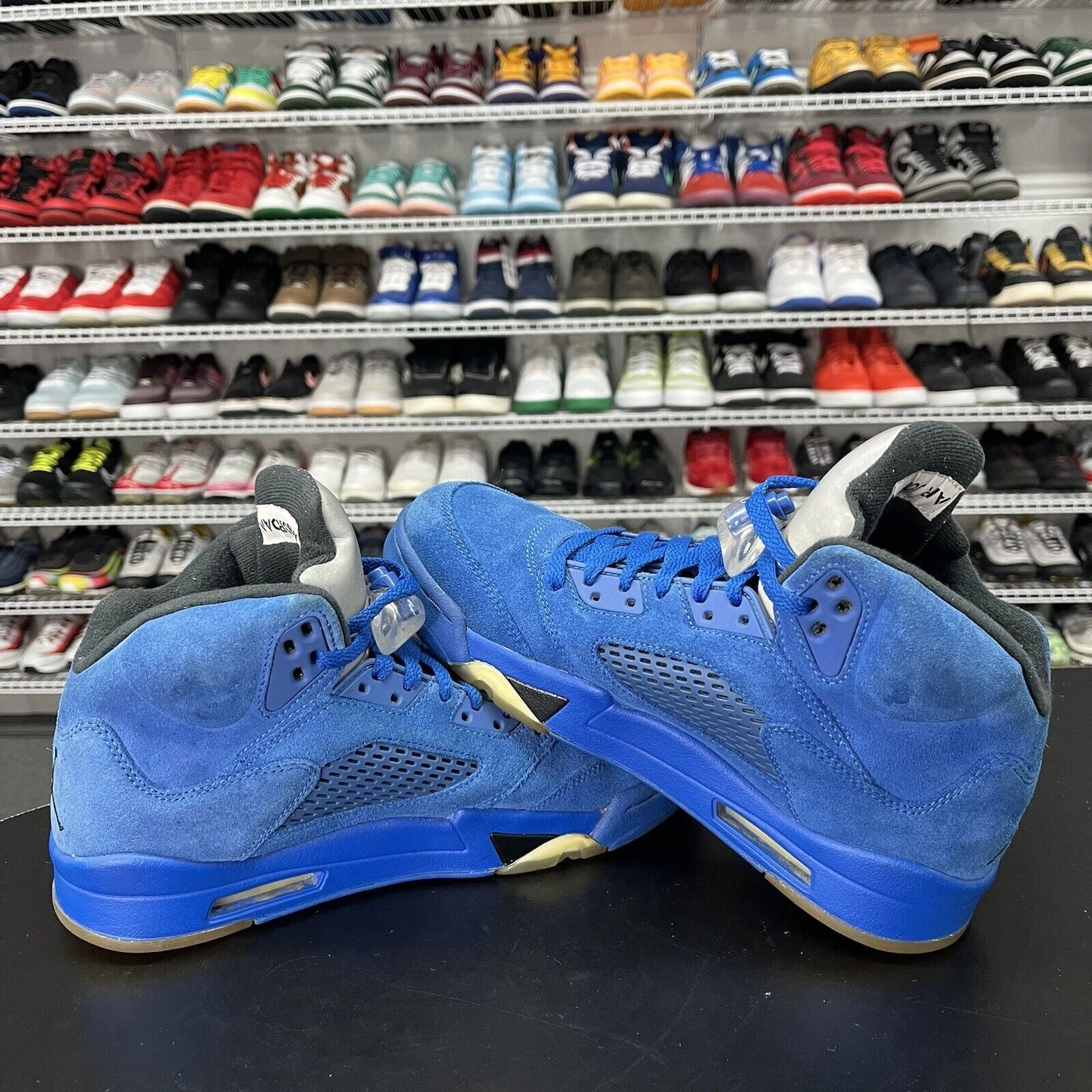 Asics Deadlift Shoes Nike Air Jordan 5 Retro Blue Suede 136027-401 Men's Size 8