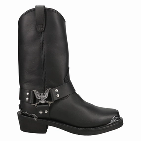 Boots High Heels Chopper Pull On Square Toe Motorcycle Boots