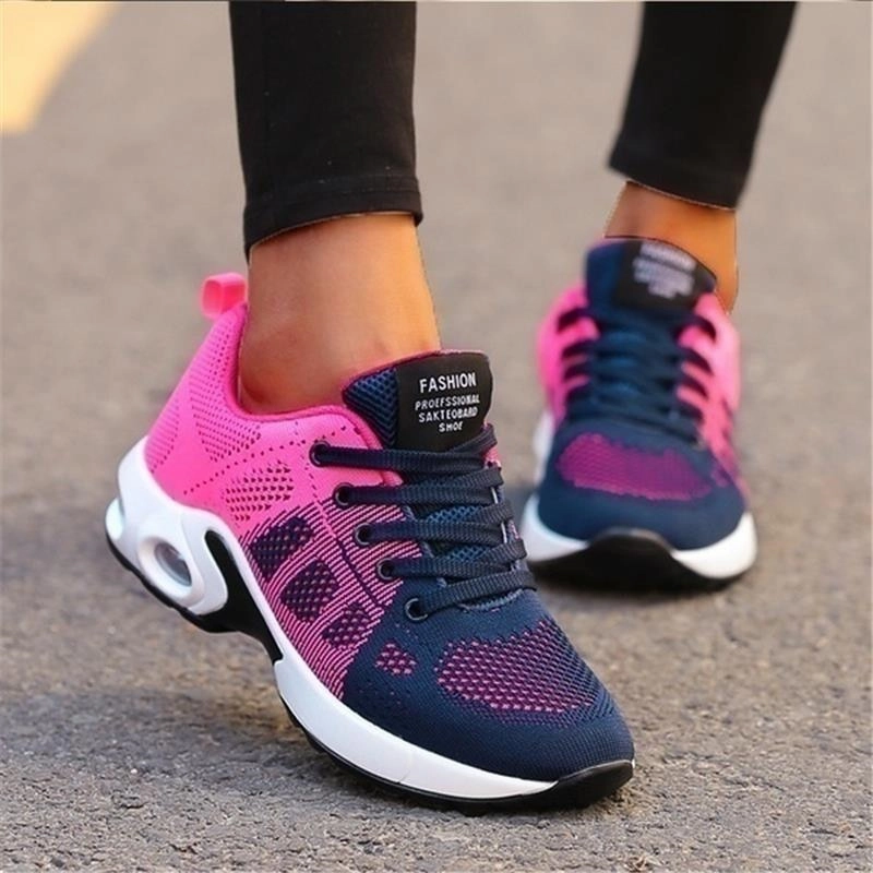 Summer Women Shoes Breathable Mesh Outdoor Light Weight Sports Shoes Black Leather Flat Shoes