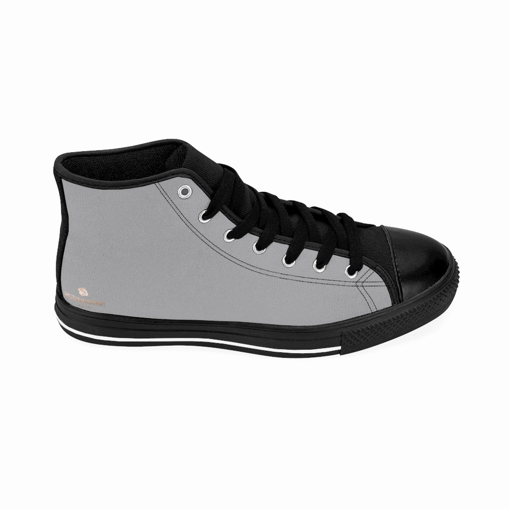 Concrete Gray Men's High-top Sneakers, Solid Color Minimalist Designer Tennis Running Shoes Shop Boots On Sale