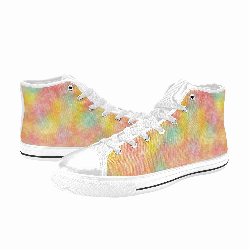 Candy Floss High Top Canvas Women's Shoes up to size 12 Flat Shoes With Gold Chain