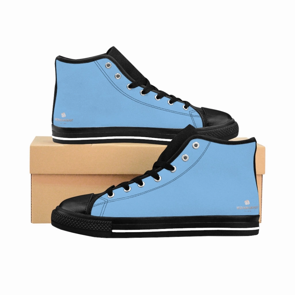 Frys Boots Baby Blue Men's High-top Sneakers, Solid Color Minimalist Designer Tennis Running Shoes