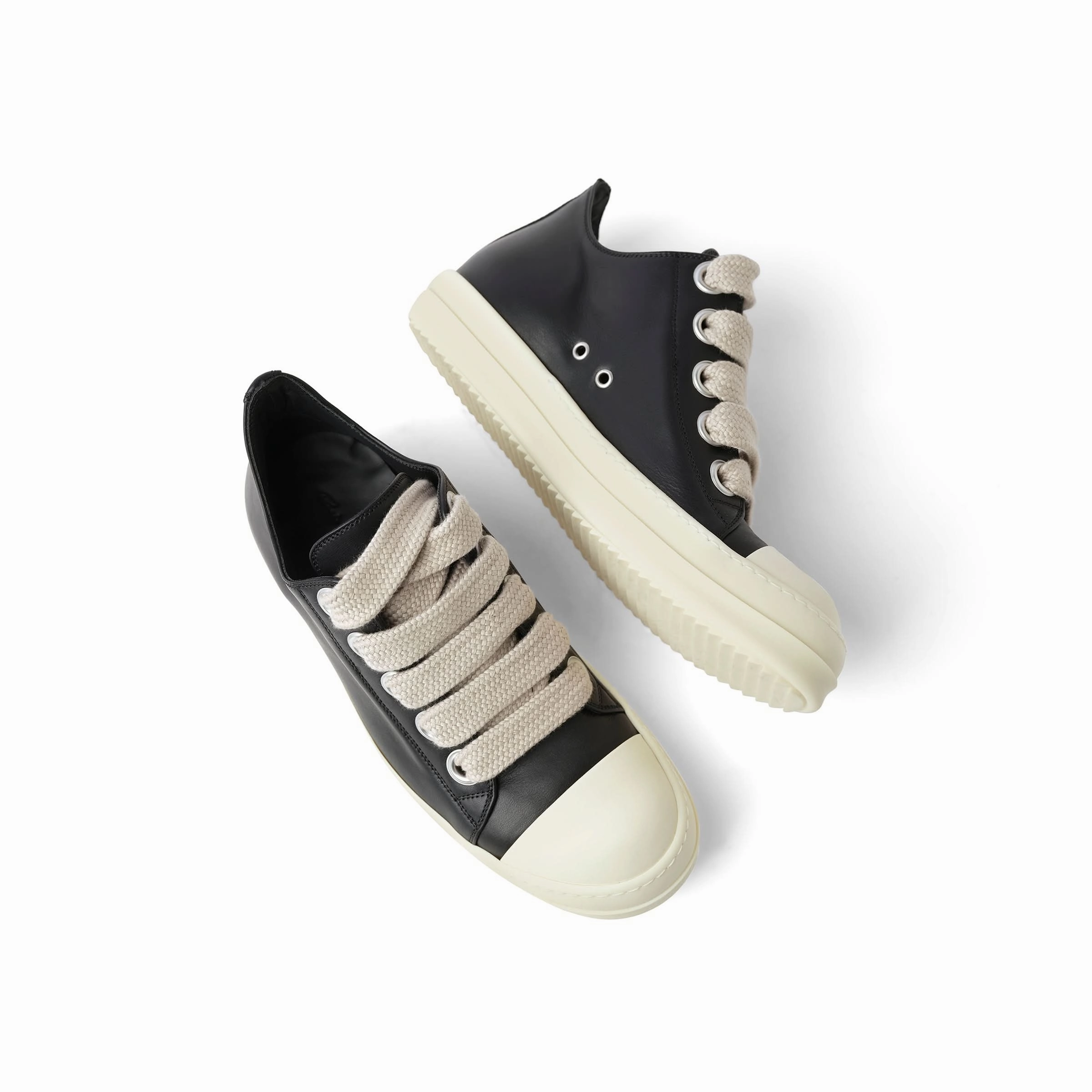 Running Sneakers Near Me Full Grain Leather Jumbolaced Low Sneaker in Black/Pearl/Milk