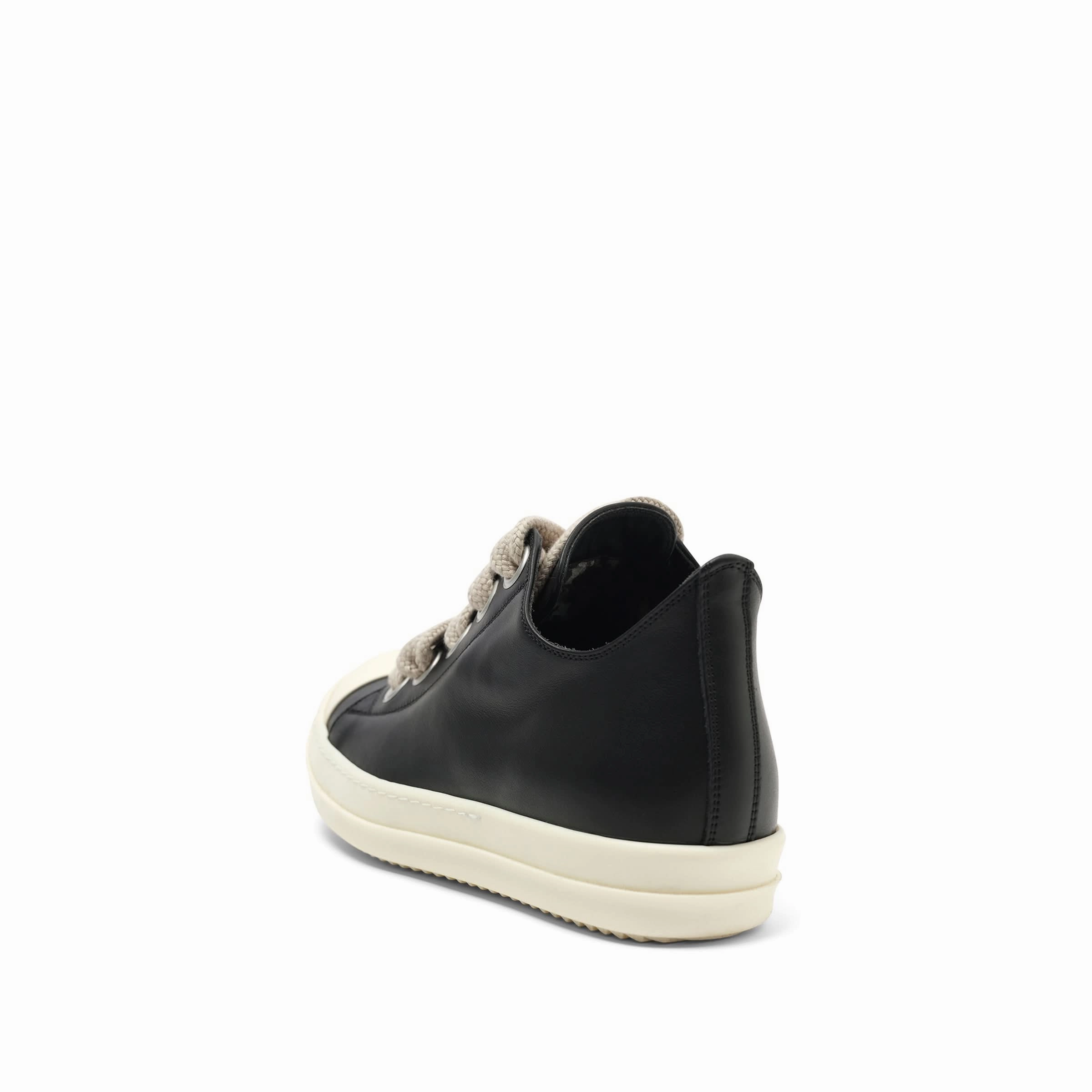 Full Grain Leather Jumbolaced Low Sneaker in Black/Pearl/Milk Mini Sneakers