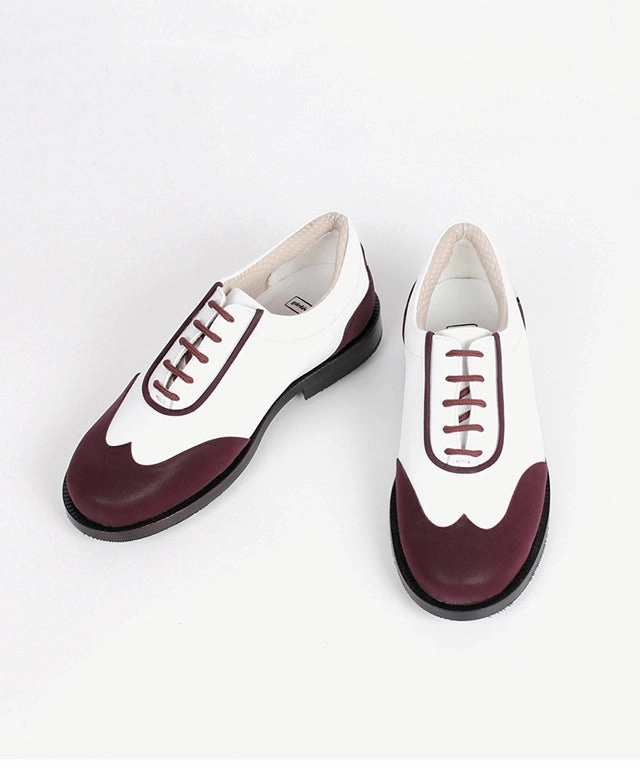 Fancy Golf Giclee Women's Under Score Premium Leather Golf Shoes - Burgundy