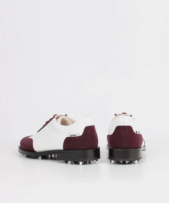 Tw Golf Giclee Women's Under Score Premium Leather Golf Shoes - Burgundy