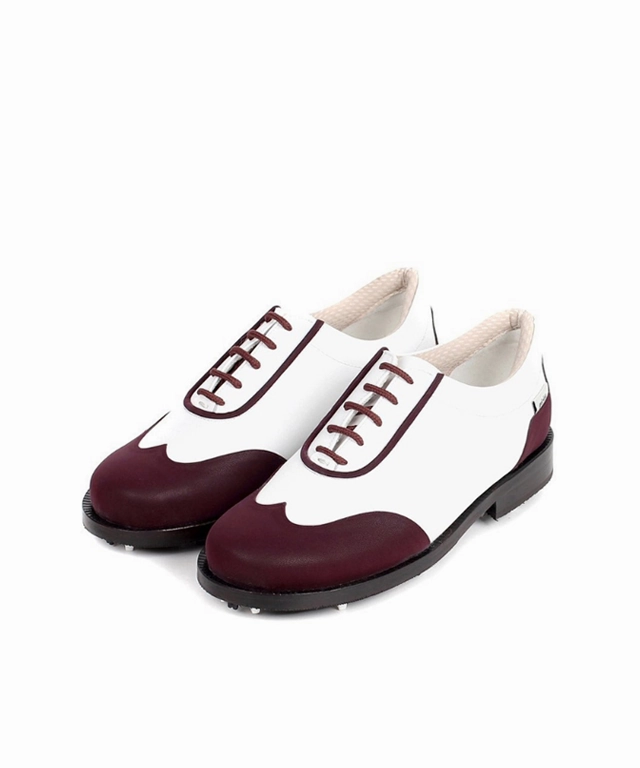 Off White Golf Giclee Women's Under Score Premium Leather Golf Shoes - Burgundy