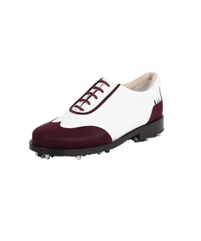 Sale Waffle Golf Giclee Women's Under Score Premium Leather Golf Shoes - Burgundy