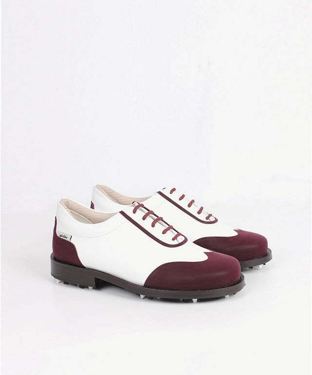 Giclee Women's Under Score Premium Leather Golf Shoes - Burgundy Waterproof Spikeless Golf Shoes