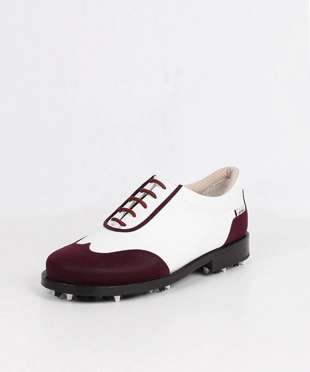 Giclee Women's Under Score Premium Leather Golf Shoes - Burgundy Shoes For Golf