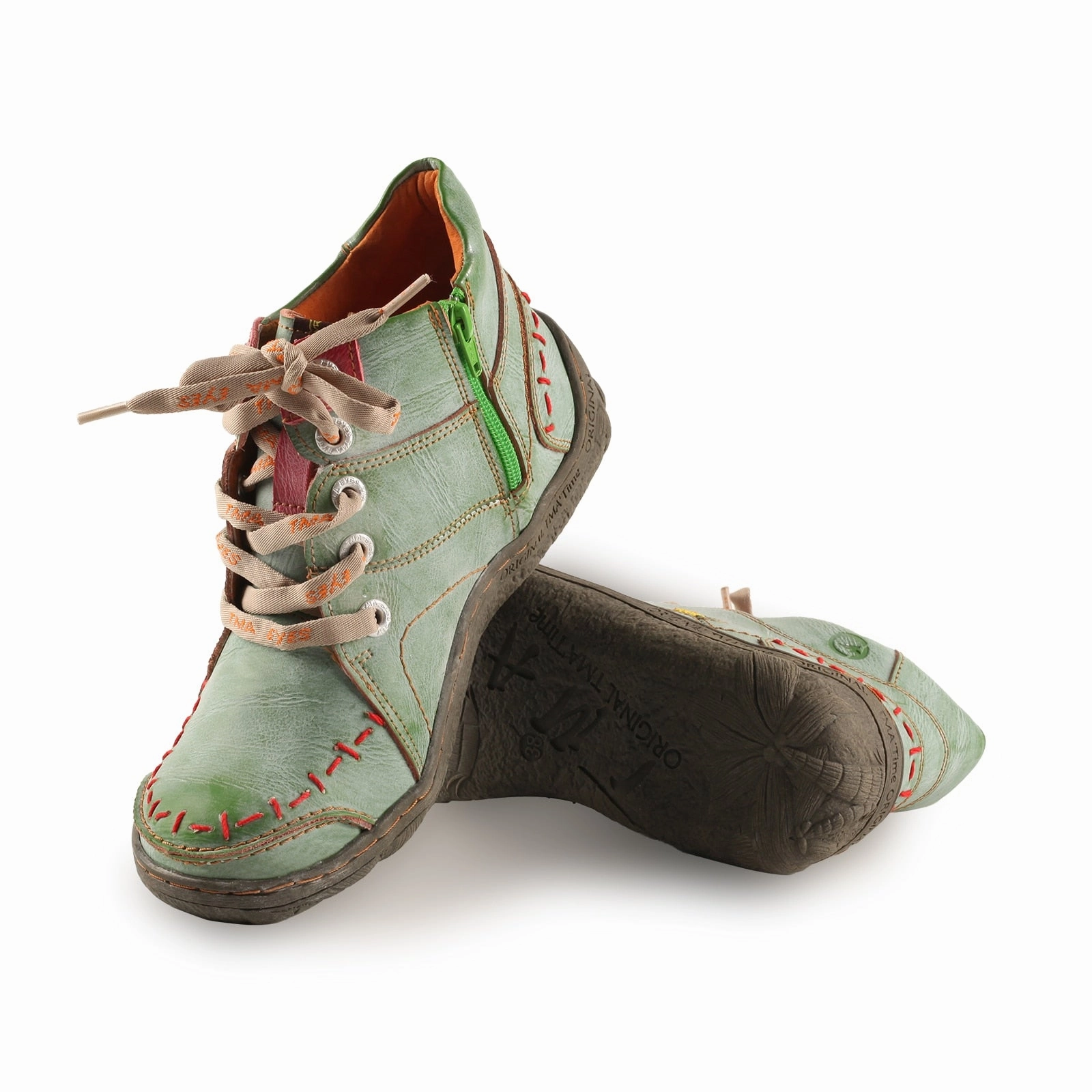 Women's Retro Hand-Stitched Washed Easy Access Hi -Top Zip Up Sneakers Asics 80s Shoes