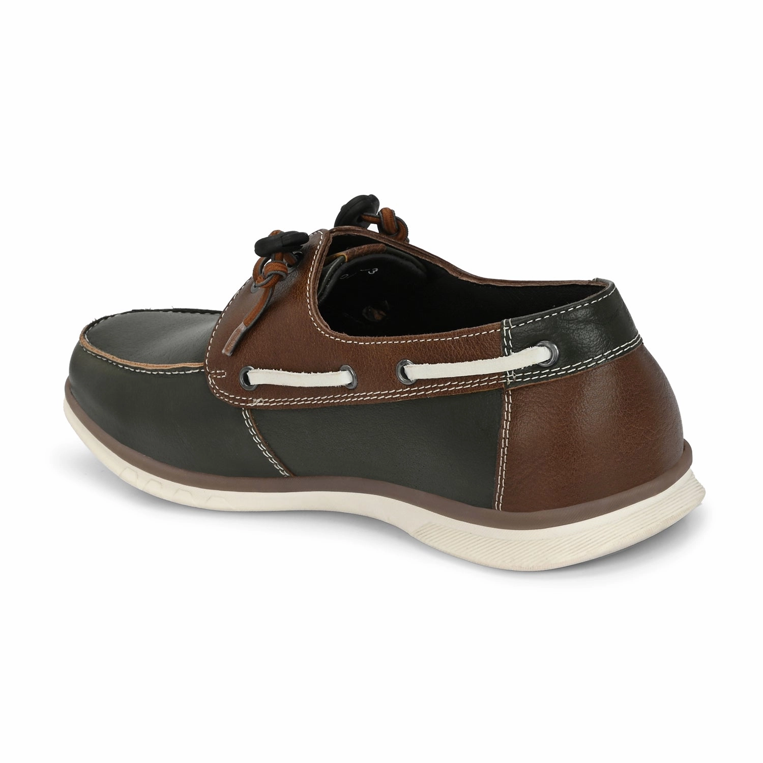 West Port Men Premium Leather Boat Shoes (Danial-66-Olive-Tan) Childrwn Casual Shoes