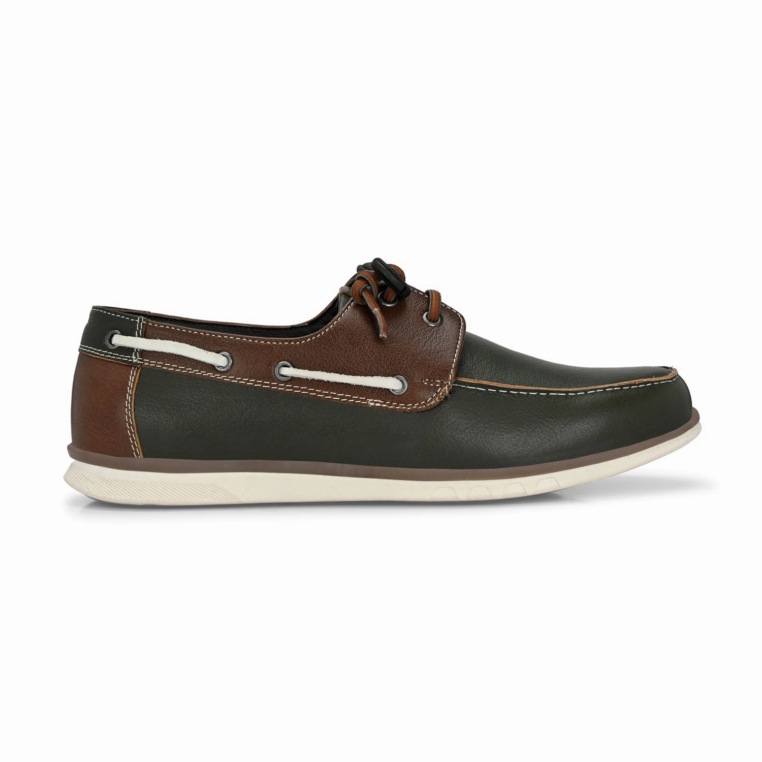West Port Men Premium Leather Boat Shoes (Danial-66-Olive-Tan) Lorenzo Casual Shoes