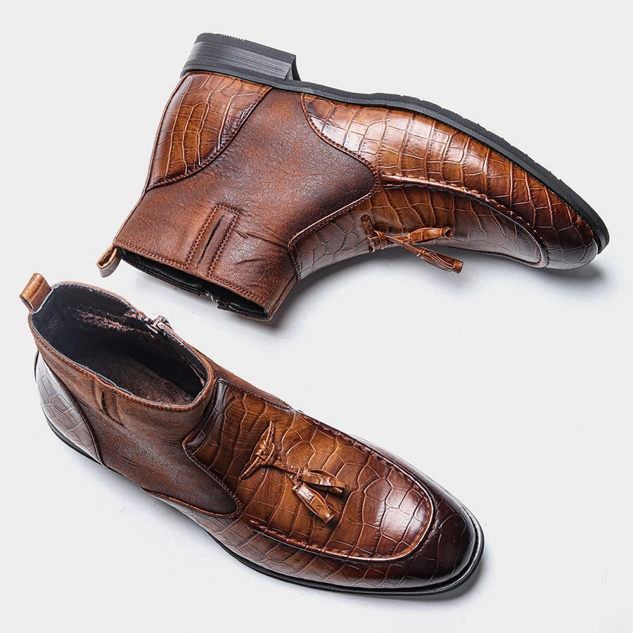 Crocodile Leather Fashion Tassel Men's Shoes Homecoming Shoes Flats