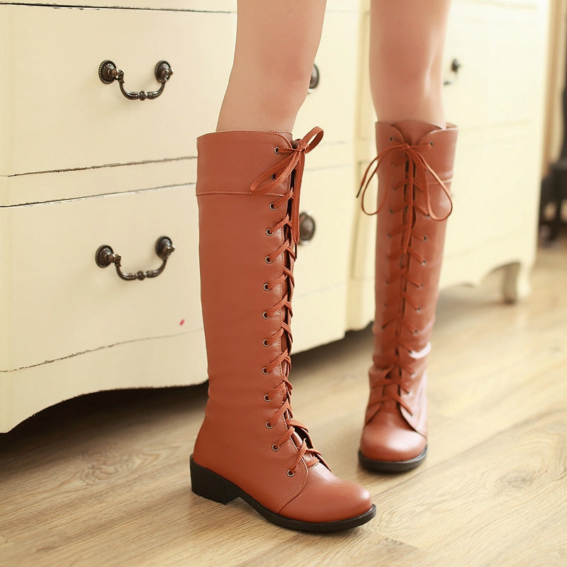 Cross Straps Tall Motorcycle Boots Shoes for Women 5535 Dog Suspender Boots