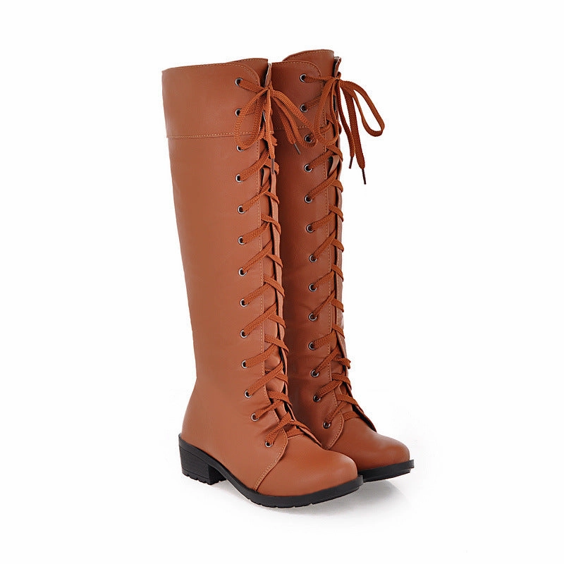 Cross Straps Tall Motorcycle Boots Shoes for Women 5535 Steel Toe Tactical Boots