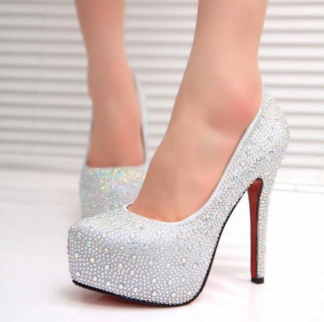High Heel Athletic Shoes Crystal Platforms Rhinestone Diamond Luxury Women Wedding Shoes