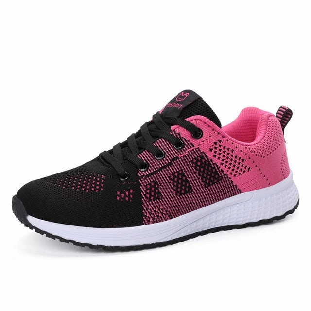 Women Casual Shoes Fashion Breathable Walking Mesh Lace Up Flat Shoes Sneakers Women 2019 Tenis Feminino White Vulcanized Shoes Embellished Flat Shoes