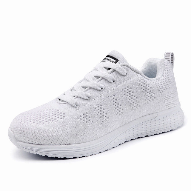 Women Casual Shoes Fashion Breathable Walking Mesh Lace Up Flat Shoes Sneakers Women 2019 Tenis Feminino White Vulcanized Shoes Flat Shoes Sports