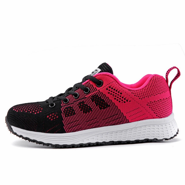Flat Shoes To Wear With Dresses Women Casual Shoes Fashion Breathable Walking Mesh Lace Up Flat Shoes Sneakers Women 2019 Tenis Feminino White Vulcanized Shoes