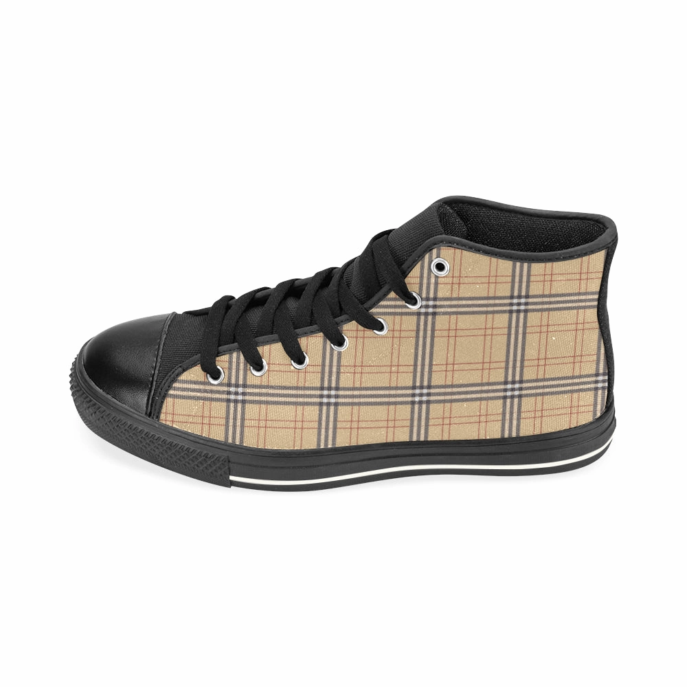 Babes In Heels Women's Big Size Vintage Plaids Checkers Print High Top Canvas Shoes