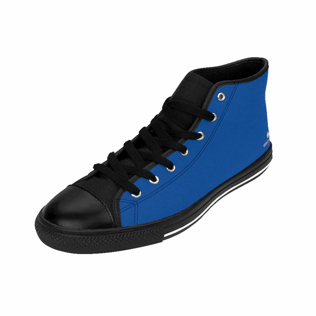 Soccer Boots Dark Blue Men's High-top Sneakers, Solid Color Minimalist Designer Tennis Running Shoes