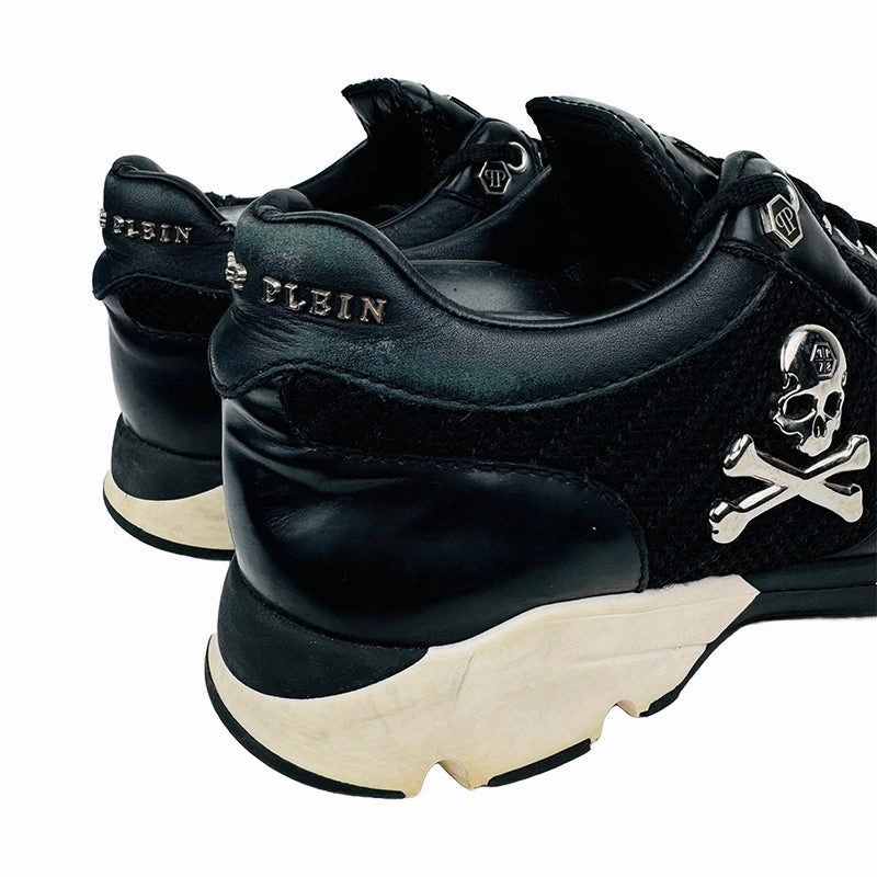 Kai Greene Training Shoes Philipp Plein Womens Black Mesh Panel Skull Sneaker Shoes (Size 38)