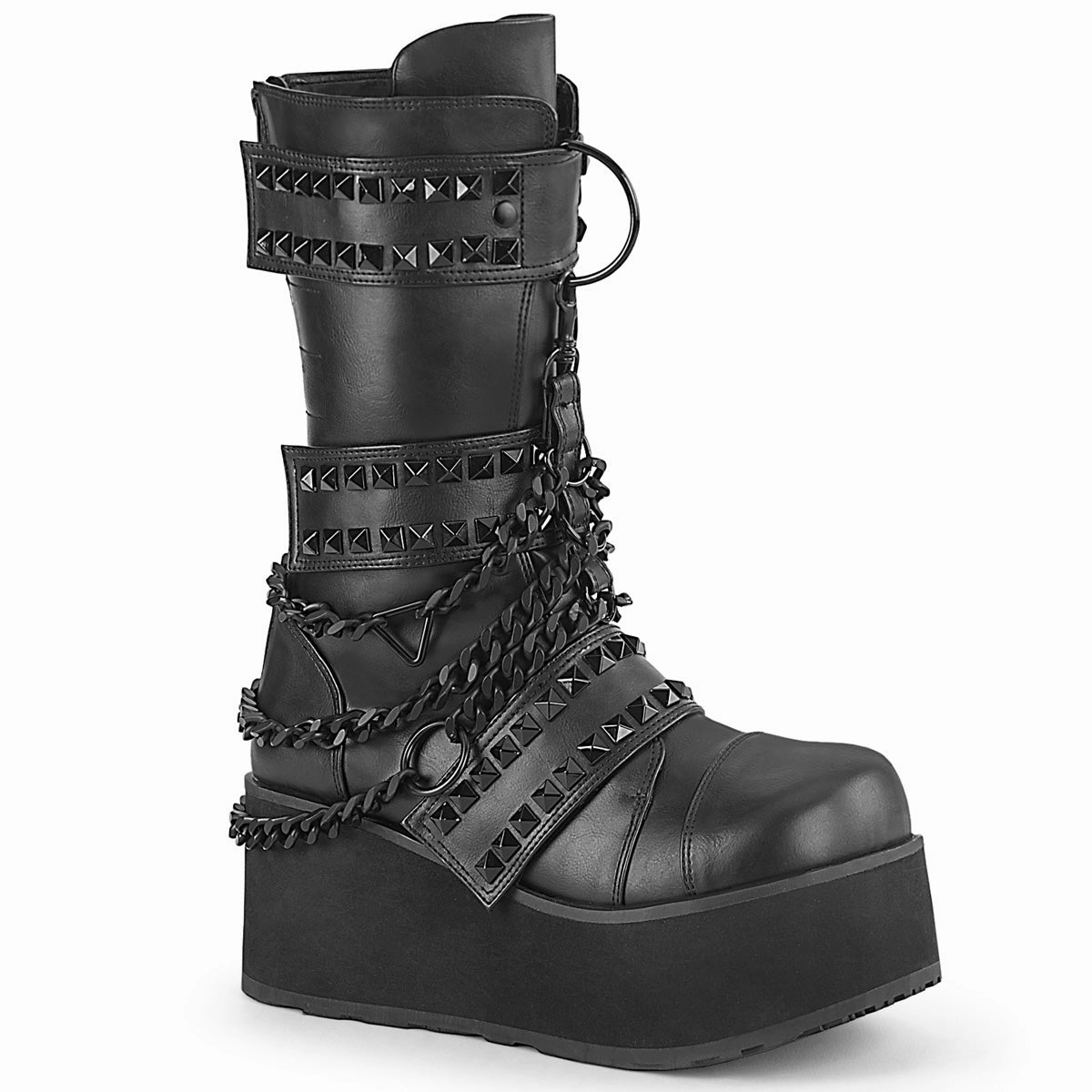 DemoniaCult Trashville 138 Unisex/Mens 3 1/4 Inch Heel, Platform Calf Length Boots Over The Knee Boots