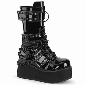 Combat Boots DemoniaCult Trashville 138 Unisex/Mens 3 1/4 Inch Heel, Platform Calf Length Boots