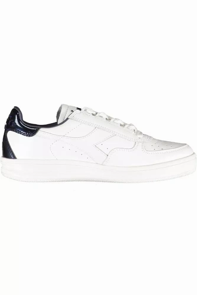 Diadora Elegant White Lace-Up Sneakers with Contrast Detail Cheetah Sneakers