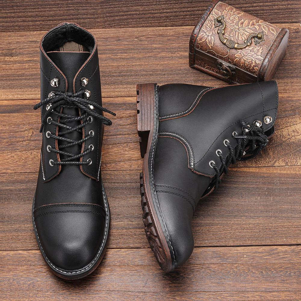 Italian handmade cowhide high-top casual boots Graduation Shoes Flats