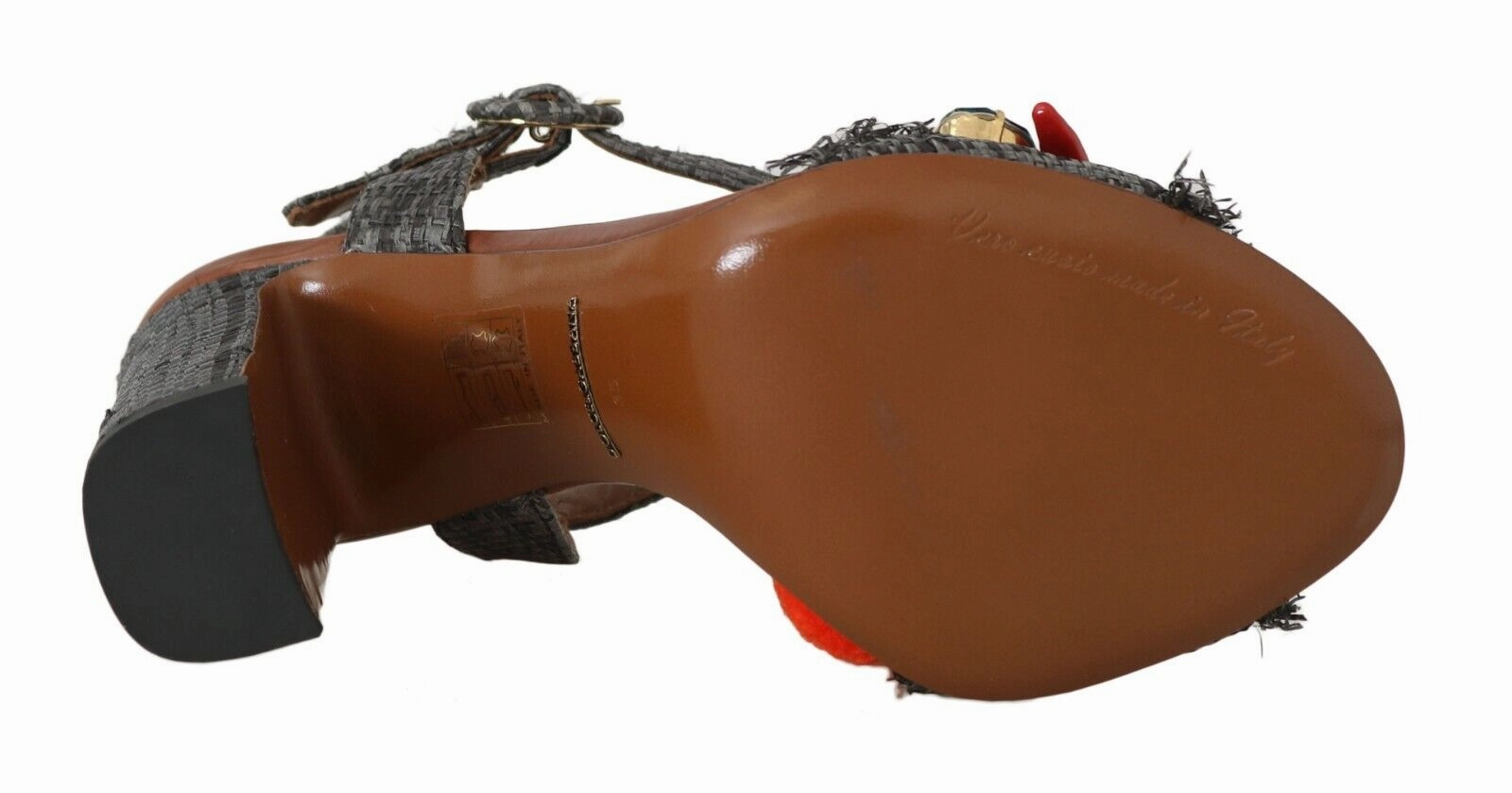 Dolce & Gabbana Gray Straw MARINA Sea Star Sandals Leather Slide Sandals