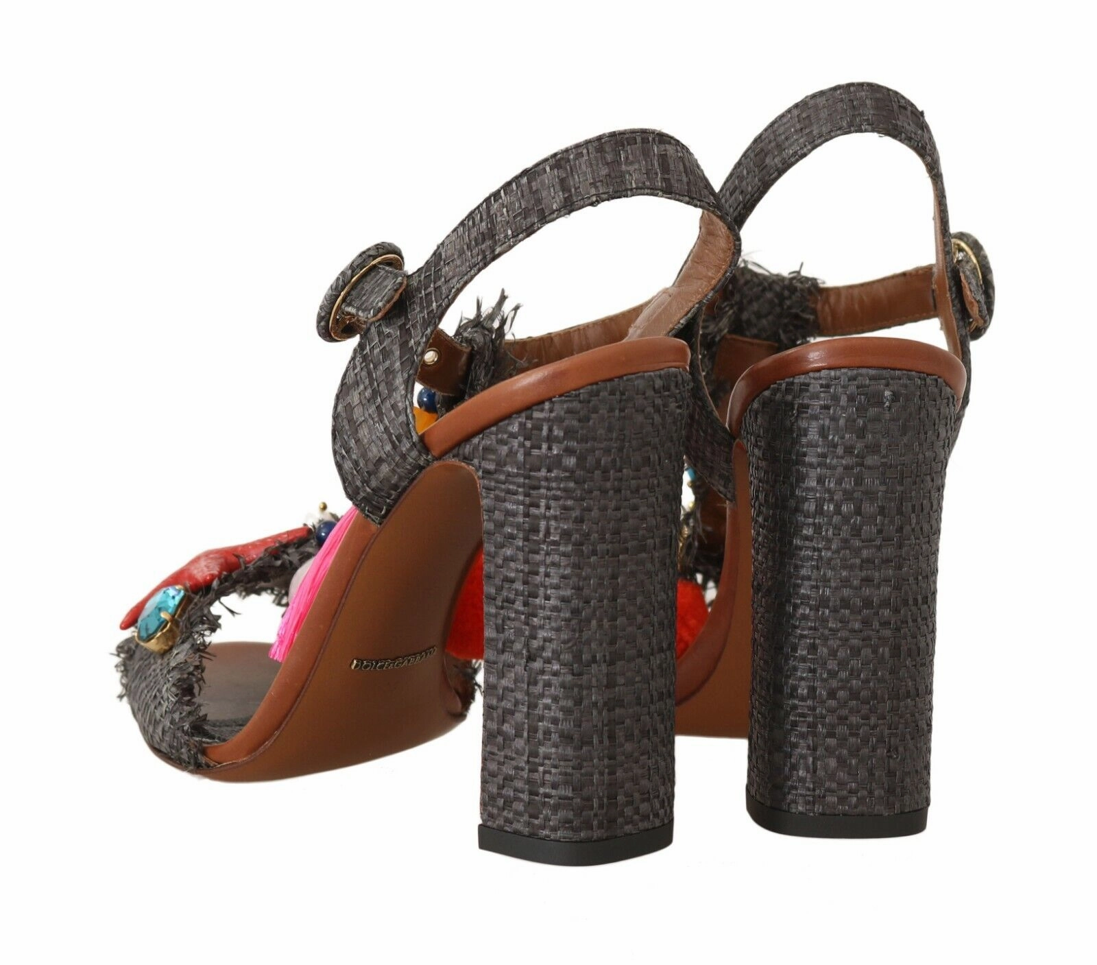 Dolce & Gabbana Gray Straw MARINA Sea Star Sandals Beek Sandals