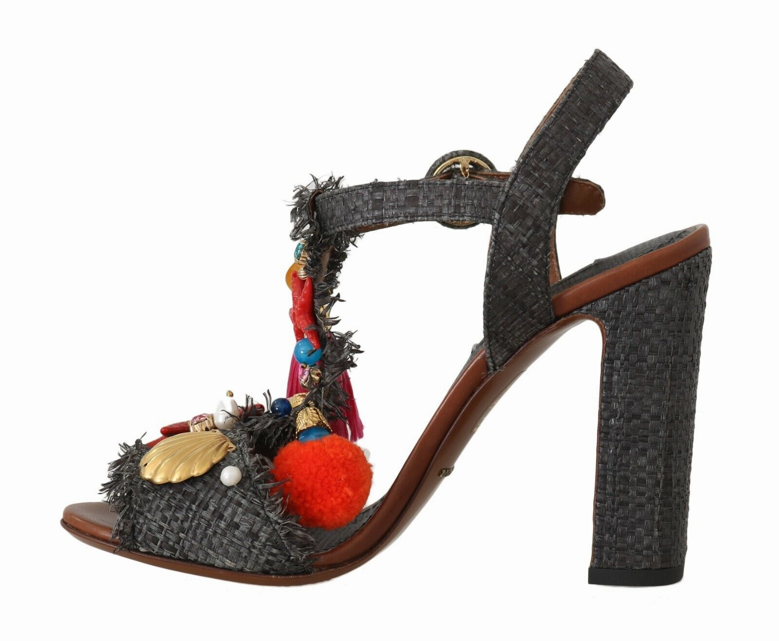 Dolce & Gabbana Gray Straw MARINA Sea Star Sandals Rainbow Sandals Sale