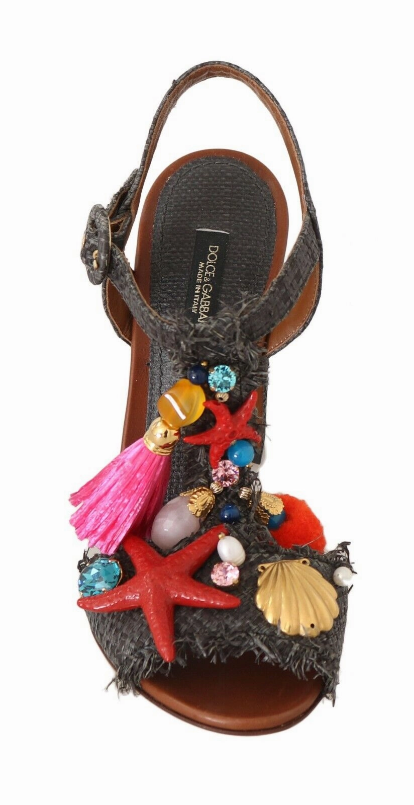 Best Sandals For Wide Feet Dolce & Gabbana Gray Straw MARINA Sea Star Sandals