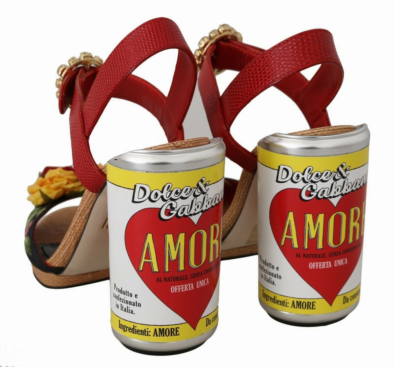 Dolce & Gabbana Multicolor Floral-Embellished Cylindrical Heels AMORE Sandals Fitflop Sandals