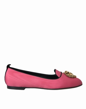 Dolce & Gabbana Pink Velvet Slip On Loafers Flats Shoes Flat Feet Marathon Shoes