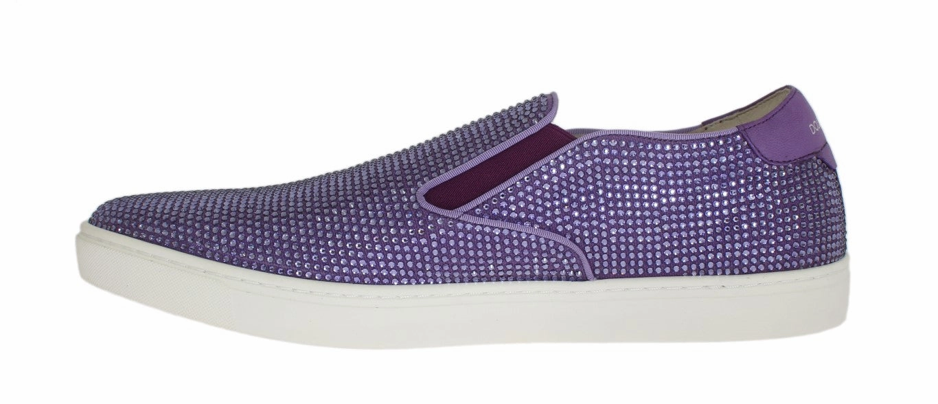 Sneakers Light Up Dolce & Gabbana Purple Strass Canvas Logo Sneakers