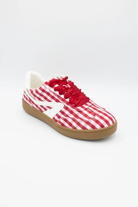 Best Sneakers For Cross Country Dolce Vita Voyage Sneakers for Women in Red Gingham | VOYAGE-REDGINGHAM