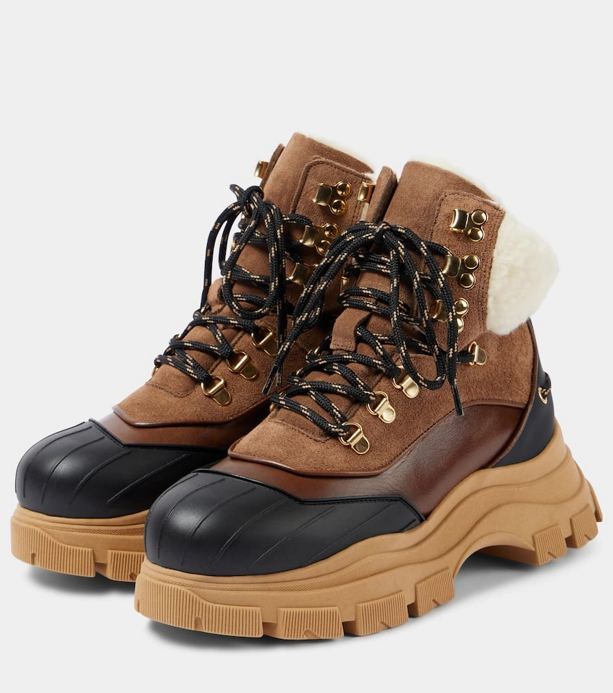 Pointed Toe Flat Slingback Shoes Dorothee Schumacher Sporty Shearling leather lace-up boots