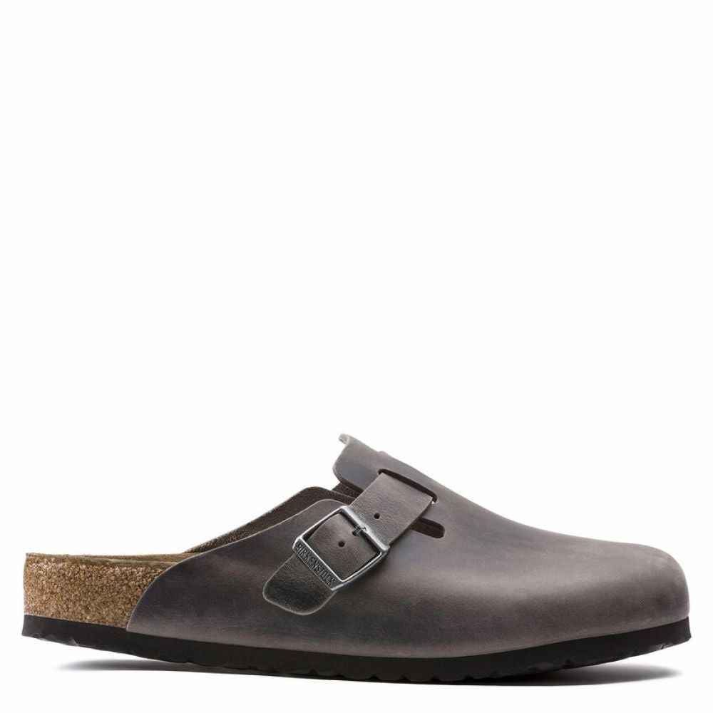 Orthopedic Clogs Birkenstock Men's Boston Softbed Oiled Leather in Iron
