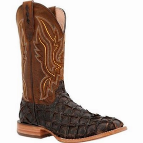 Durango Premium Exotic Pirarucu - Cedar Black/Monarch Orange White Heeled Boots