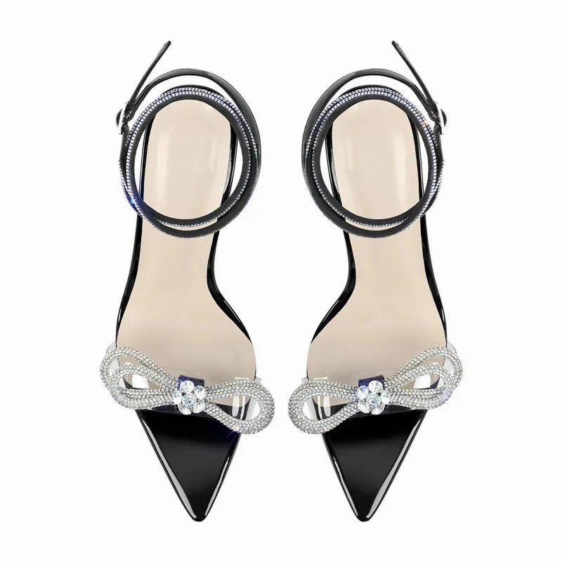 High Heel Thong Sandals Lucite Clear Ankle Strap Sandals