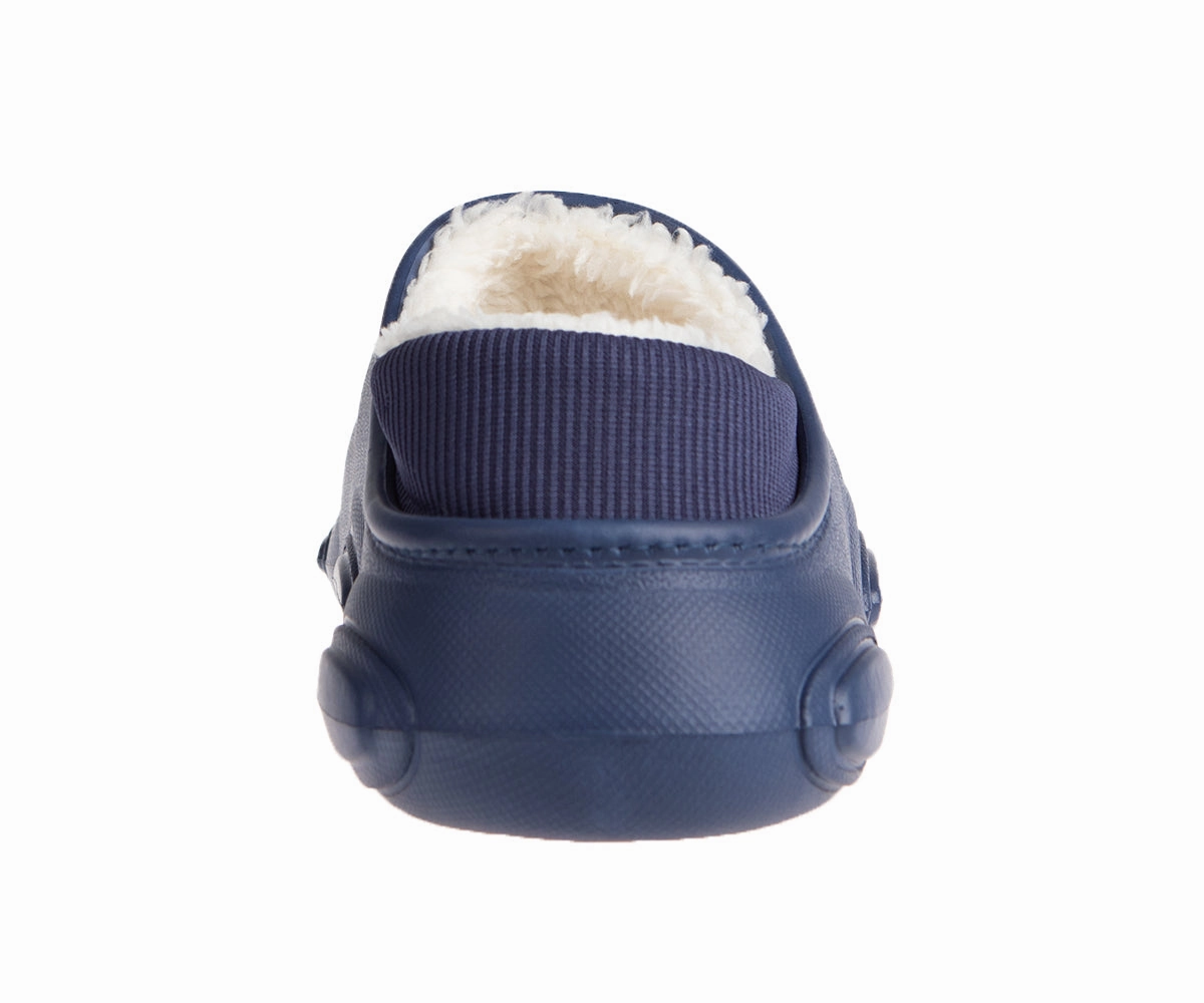 FOAMWALK Men's Soft and Comfortable EVA Clog with Faux Fur Lining and Fabric Heel - Furry Clogs for Men Lined Overpuff Clogs