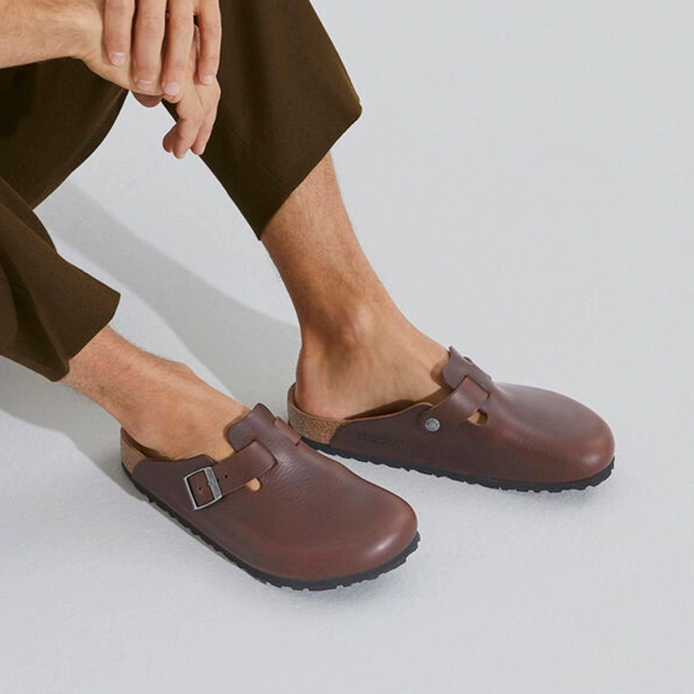 Birkenstock Men's Boston Grip Leather in Vintage Wood Roast Dutch Clogs Shoes