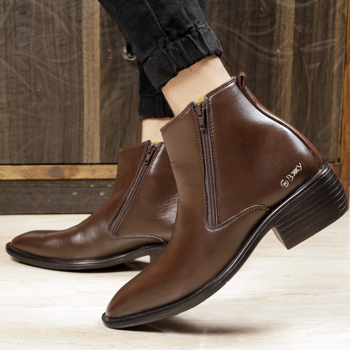 Men's Height Increasing Formal Wear Zipper Boots Furr Boots