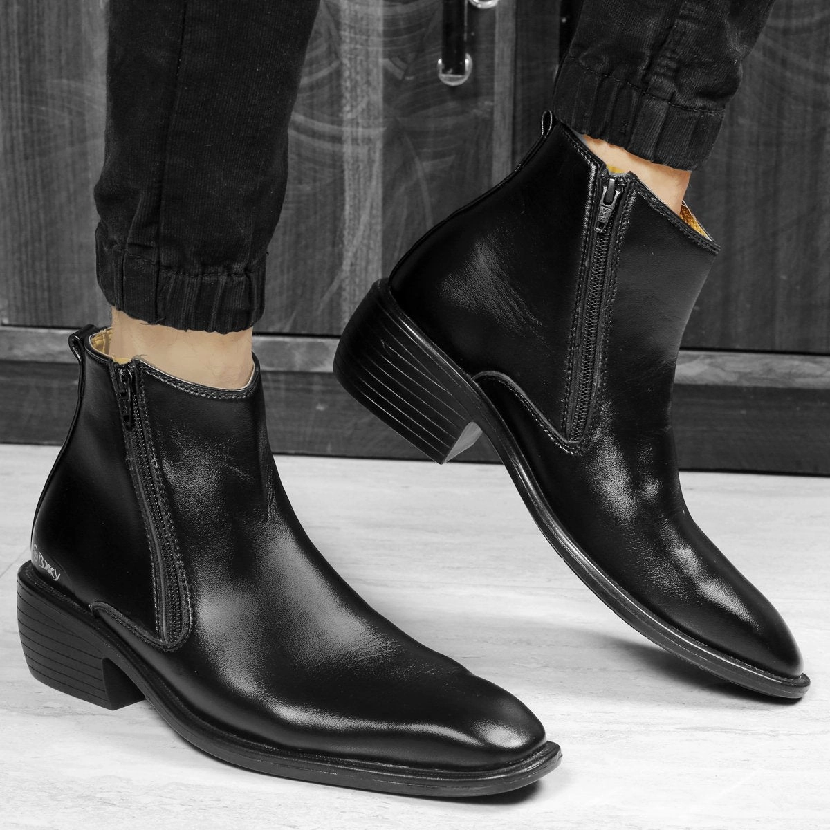 Men's Height Increasing Formal Wear Zipper Boots Platform Knee High Boots