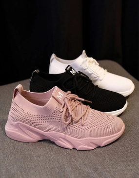 Checkered Flats Shoes Mesh Sport Footwear Casual Walking Shoes