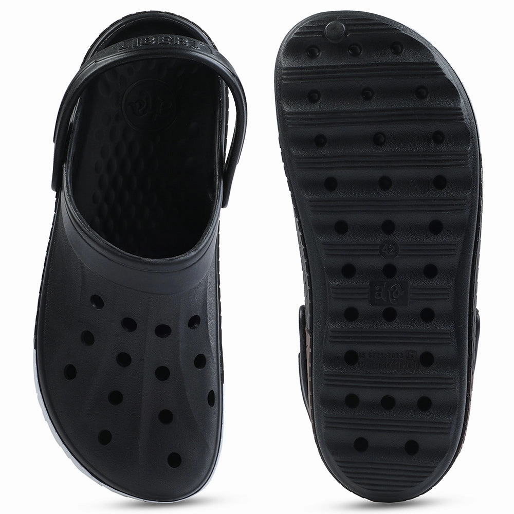 A-HA Black Casual Slip-on Clogs For Men LITEWALKXT By Liberty Skin Oil Clogs