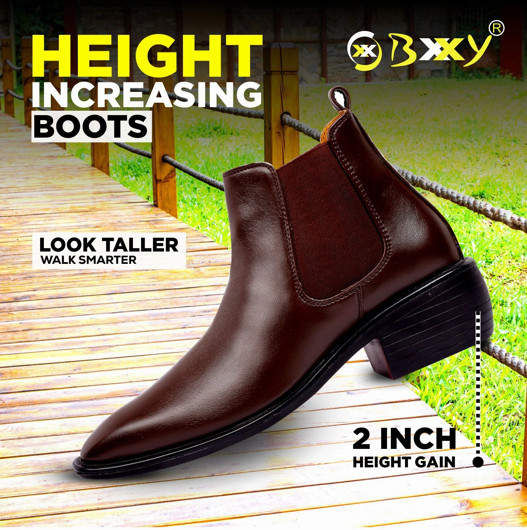 Bxxy's 2 Inch Hidden Height Increasing Faux Leather Chelsea Boots for Men Best Brand Of Cowboy Boots